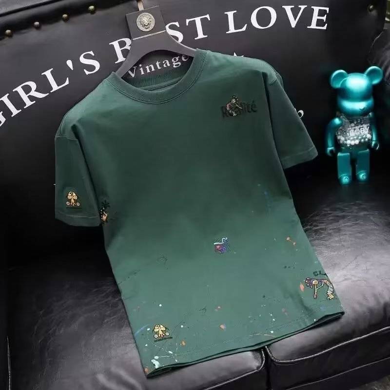Men’s Embroidery Round Neck T-Shirt – Casual Fashion Pullover