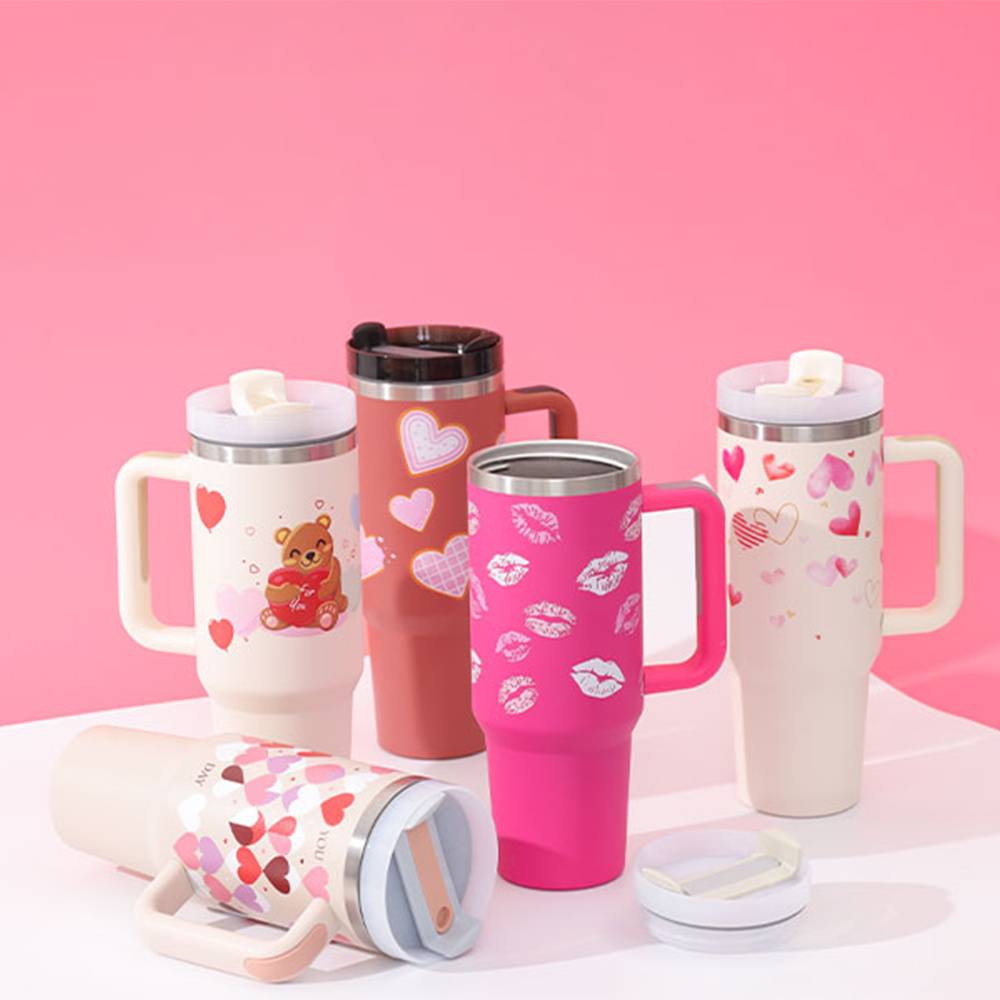 40 Oz Stainless Steel Insulated Tumbler – Spill-Proof Travel Mug with Handle & Straw