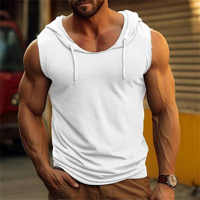 Men’s Sleeveless Letter Print Hooded Vest