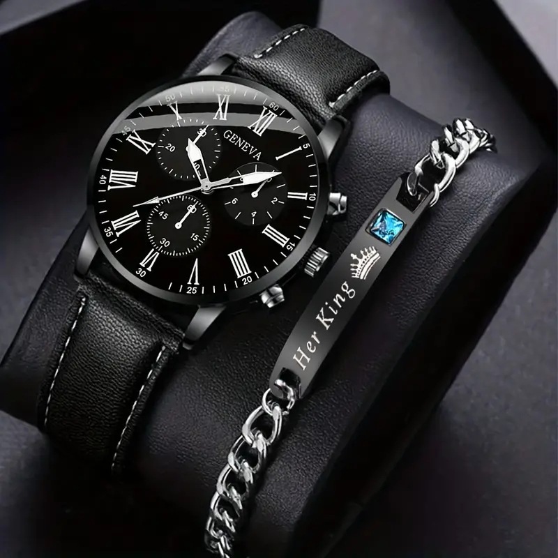 Men's Leather Strap Watch