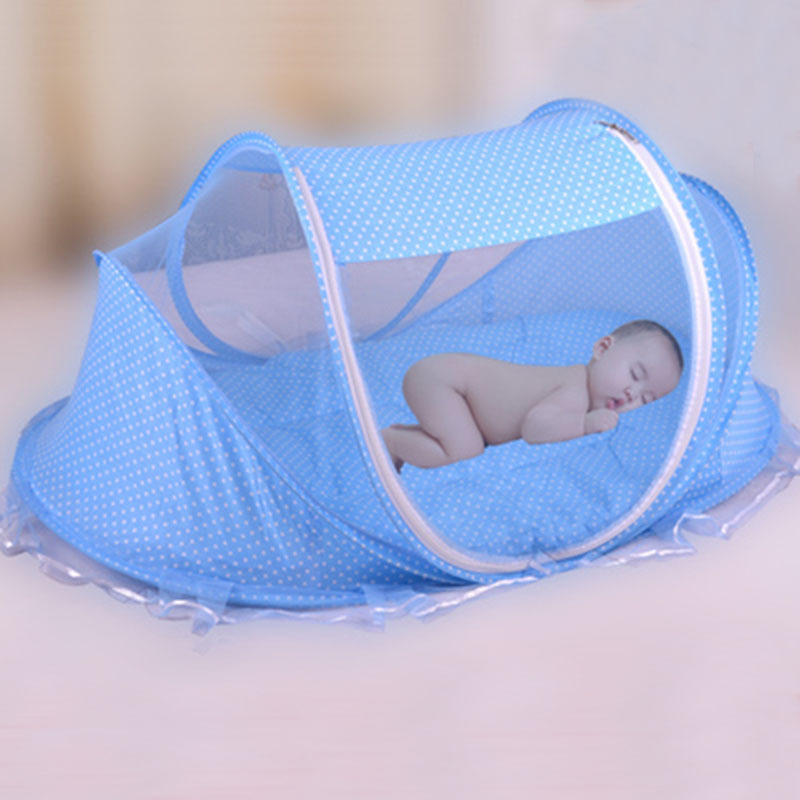 Foldable Baby Bed Mosquito Net – 2pcs Set with Mattress & Pillow | Travel-Friendly
