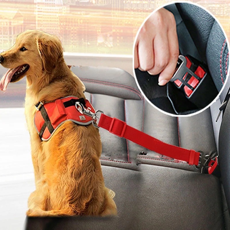 Adjustable Pet Car Seat Belt – Safety Harness Clip for Dogs & Cats | Vehicle Pet Restraint Lead